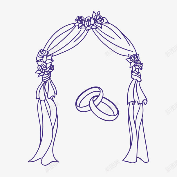 手绘婚礼矢量图ai免抠素材_新图网 https://ixintu.com 婚礼 彩带 手绘 线条 装饰 矢量图