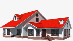 红色屋顶别墅素材
