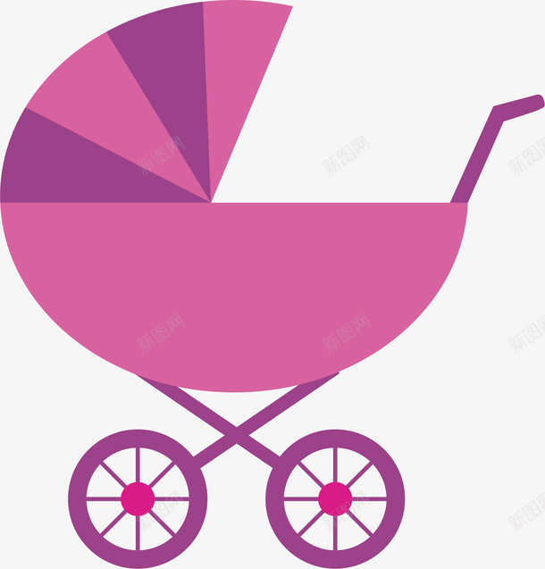 粉色婴儿车矢量图ai免抠素材_新图网 https://ixintu.com 代步 婴幼儿 生活用品 粉色紫色 车轮 矢量图
