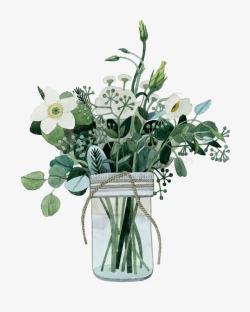 白色小花花瓶素材