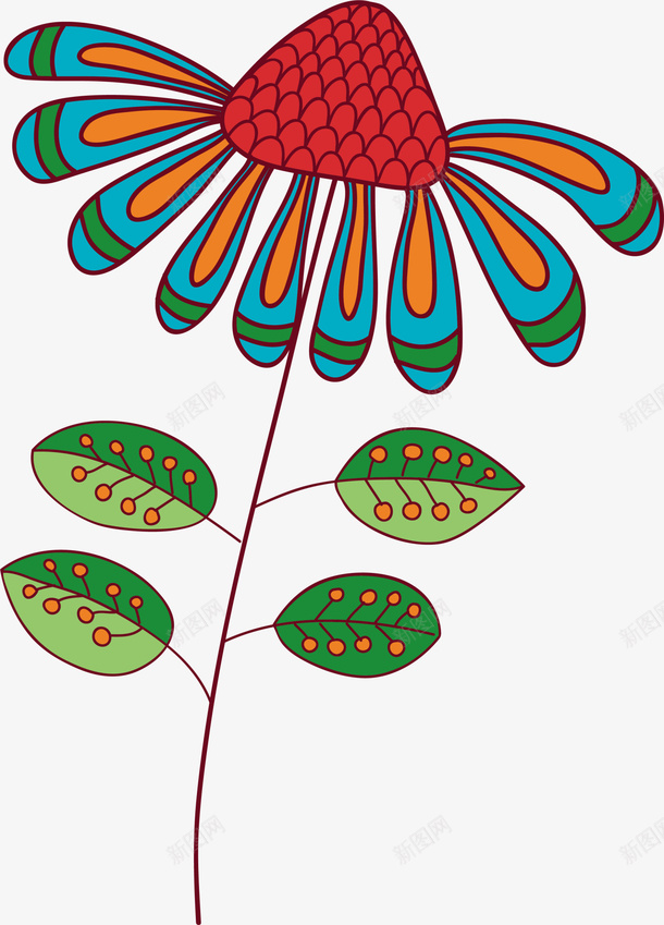 多彩手绘花朵png免抠素材_新图网 https://ixintu.com 中国风鲜花 卡通花朵 多彩花朵 民族风植物 清新鲜花 简约植物