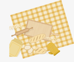 手工面包房格纹桌布手工面包矢量图高清图片