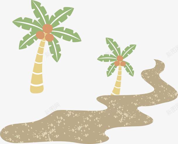 沙土椰子树矢量图ai免抠素材_新图网 https://ixintu.com 卡通手绘 椰子 椰子树 沙土 绘画 矢量图