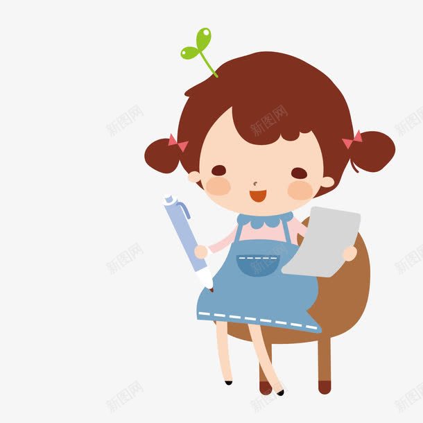 写作业的小女孩png免抠素材_新图网 https://ixintu.com 写作业 圆珠笔 女孩 学习