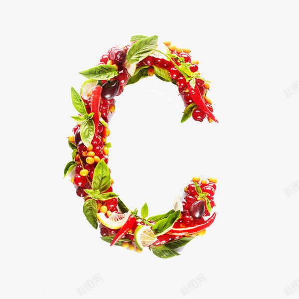 蔬菜水果字母C创意png免抠素材_新图网 https://ixintu.com 创意 字母 字母C 水果 艺术字 英文字母 蔬菜 设计 食物