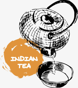 手绘印度茶矢量图素材