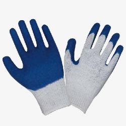 线手套带蓝色防滑层的线手套高清图片