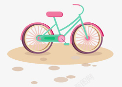 卡通手绘清新自行车装饰素材