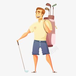 高尔夫背桶背高尔夫球杆的人图标高清图片