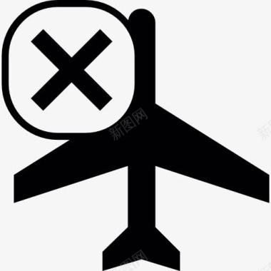 飞机的轮廓底视图与十字标记图标图标