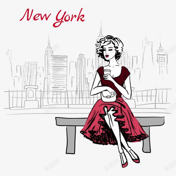 纽约美女png免抠素材_新图网 https://ixintu.com 人物 公园 城市 女孩 纽约 美女