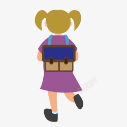 背着书包的女孩矢量图素材
