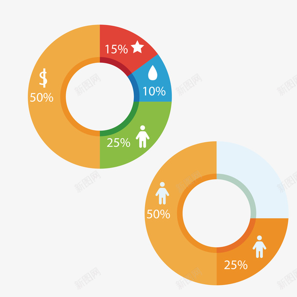 圆形统计表矢量图eps免抠素材_新图网 https://ixintu.com 区分 矢量源文件素材 红色 蓝色 隔区 矢量图