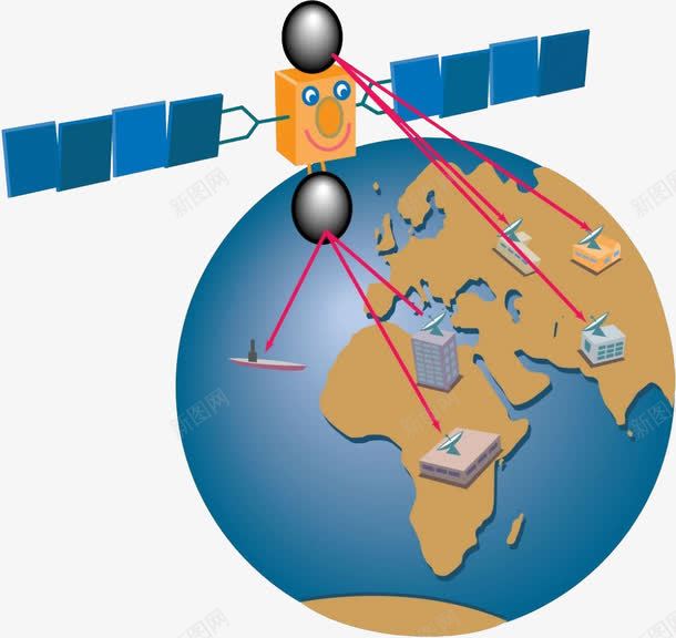 卫星作用png免抠素材_新图网 https://ixintu.com 地球 微笑 红色 绿洲 连线