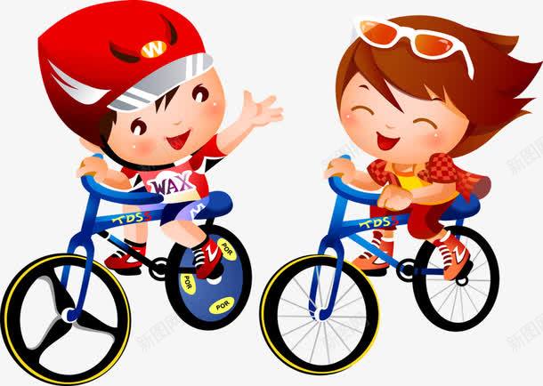 卡通男孩女孩骑自行车png免抠素材_新图网 https://ixintu.com 卡通 女孩 男孩 自行车