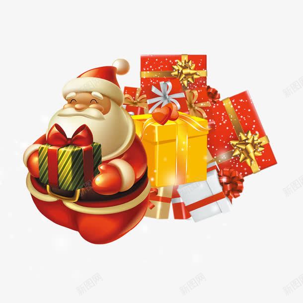 圣诞老人和礼物盒png免抠素材_新图网 https://ixintu.com 圣诞帽子 圣诞老公公 圣诞节 圣诞节礼物盒 圣诞节素材 红色 蝴蝶结
