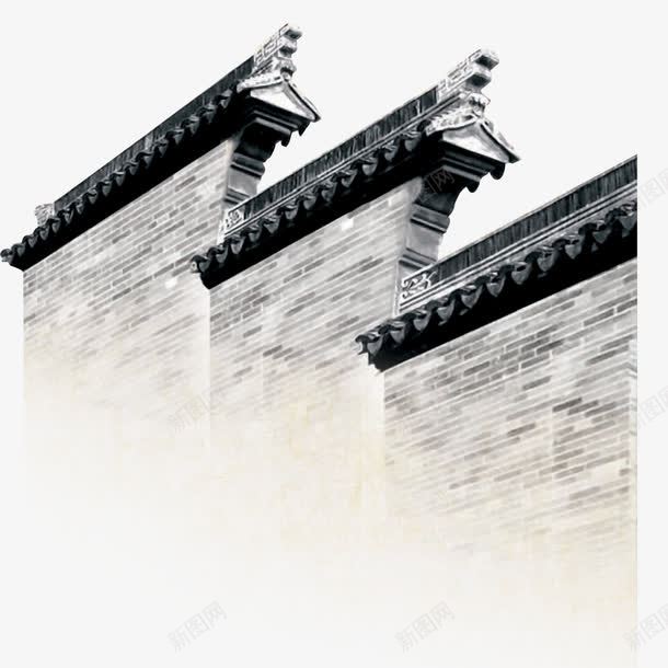 中国古建筑风的院墙png免抠素材_新图网 https://ixintu.com 古建筑 老式建筑 院墙