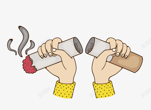 掰断的香烟png免抠素材_新图网 https://ixintu.com nosmoking 一双手 卡通 手绘 掰断的 禁止吸烟 香烟 黄色的