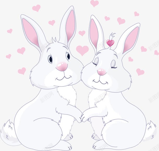 相爱的兔子png免抠素材_新图网 https://ixintu.com 儿童 卡通 可爱 插画 相恋 童话