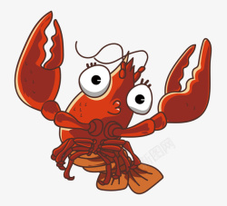小龙虾吃虾简笔手绘插画矢量图素材
