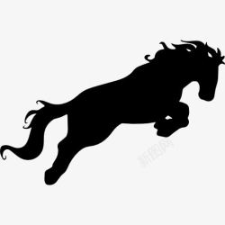 马的身影马攻击运动轮廓图标高清图片