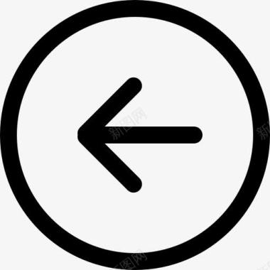 背左箭头的圆形按钮的轮廓图标图标