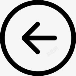 箭头左线右上背左箭头的圆形按钮的轮廓图标高清图片