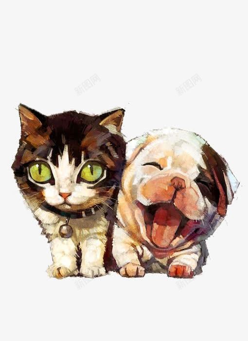 手绘动物猫狗png免抠素材_新图网 https://ixintu.com 动物 卡通动物 手绘动物 手绘动物猫狗