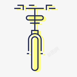 黄色手绘自行车元素矢量图素材