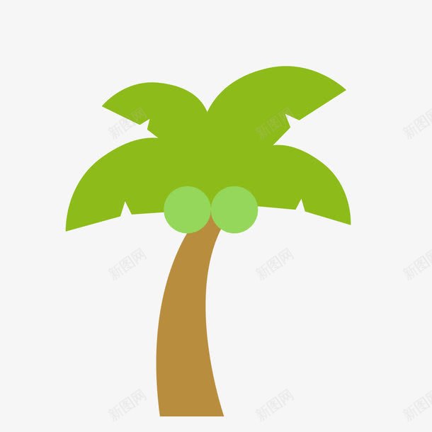 卡通风格椰子树png免抠素材_新图网 https://ixintu.com 卡通 扁平 植物 椰子树