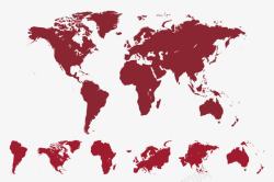 暗红色世界地图装饰素材