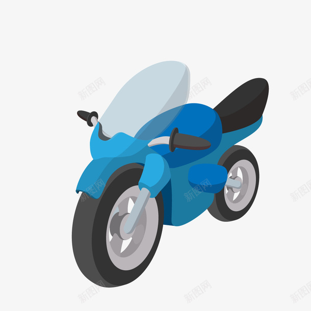 蓝色摩托车矢量图ai免抠素材_新图网 https://ixintu.com 交通工具 摩托车 蓝色 车辆 矢量图