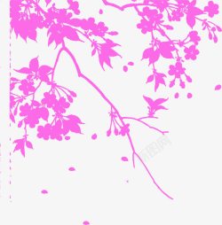 卡通粉色树叶树枝七夕情人节素材