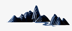 假山平面江南中式深蓝色假山高清图片