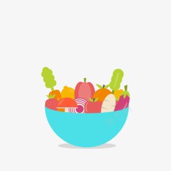装着的水果碗里面装着蔬菜和水果背景高清图片