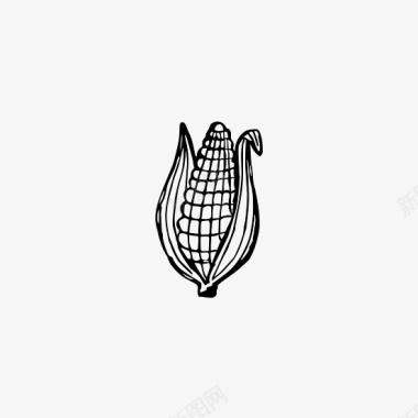 手绘线条黑色玉米图标图标