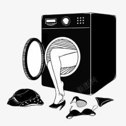 伸进洗衣机清洗素材