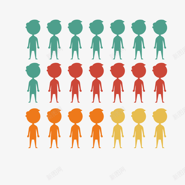 彩色人群分析矢量图ai免抠素材_新图网 https://ixintu.com 人群 分析 占比 头发 彩色 扁平化 矢量图