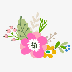 手绘水彩粉色花卉矢量图素材