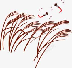 手绘红色芦苇蜻蜓金秋素材