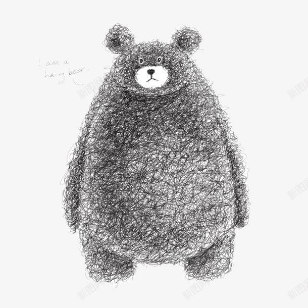 可爱手绘棕熊png免抠素材_新图网 https://ixintu.com 免费png 憨厚 手绘 棕熊 线条 黑白