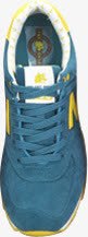 深蓝色带黄色运动跑鞋实物素材