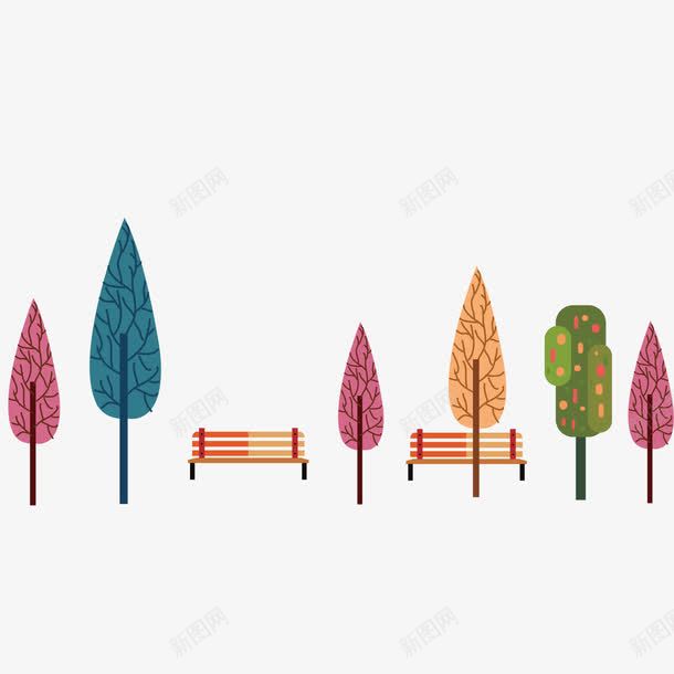 公园里的长凳png免抠素材_新图网 https://ixintu.com 公园 植物 长凳