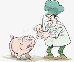 杀猪屠宰猪卡通高清图片