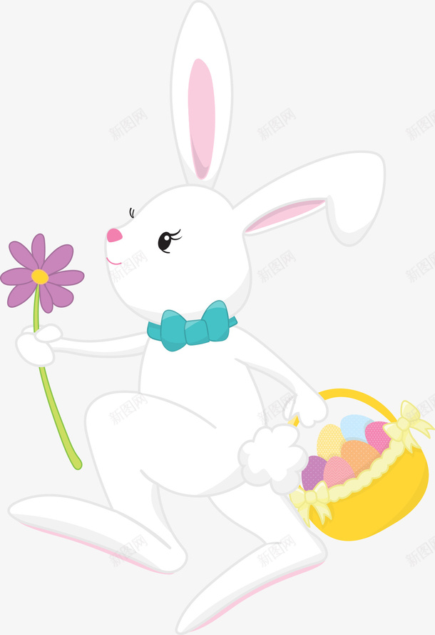 提着篮子的小白兔png免抠素材_新图网 https://ixintu.com 可爱的 小白兔 彩蛋 手绘图 篮子 蹦蹦跳跳