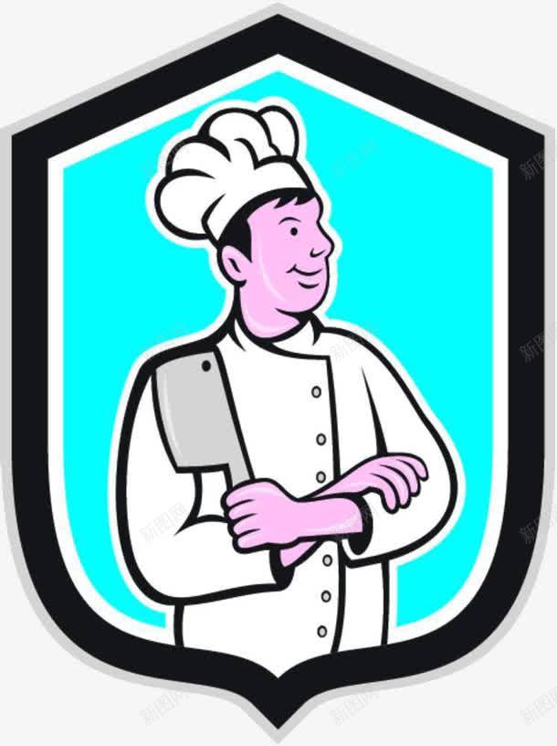 手拿刀厨师标志png免抠素材_新图网 https://ixintu.com 卡通手拿刀 厨师 厨师手拿刀 手拿刀 手拿刀摆poss的厨师