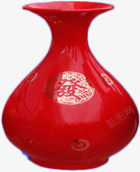 红色喜庆陶瓷花瓶素材