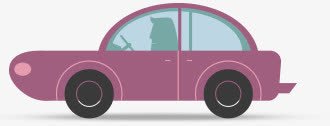 卡通紫色汽车图标图标