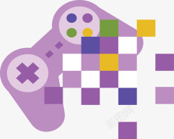 像素块紫色像素块游戏手柄矢量图高清图片