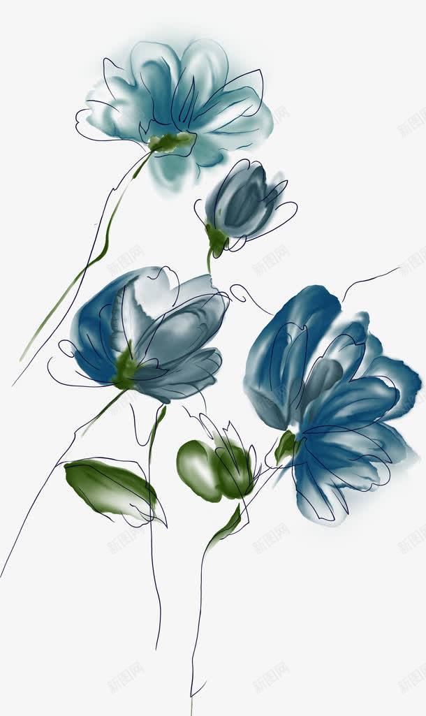 创意合成水彩蓝色的花朵png免抠素材_新图网 https://ixintu.com 创意 合成 水彩 花朵 蓝色